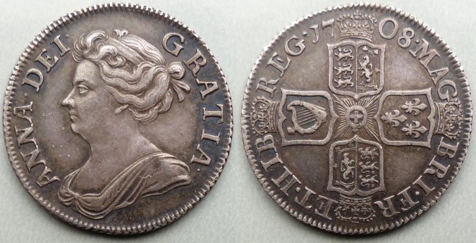 Queen Anne, 1708 shilling